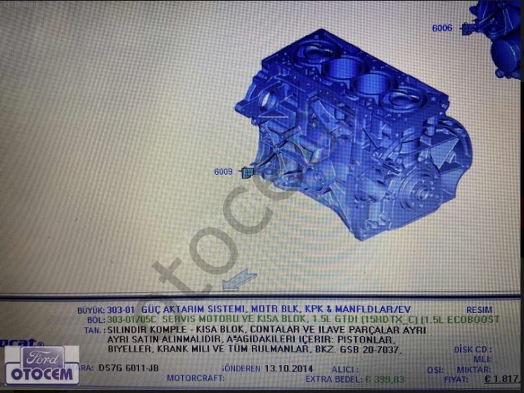 Ford 1.5 Ecoboost Kuga Mondeo Focus Cmax Yarım Motor